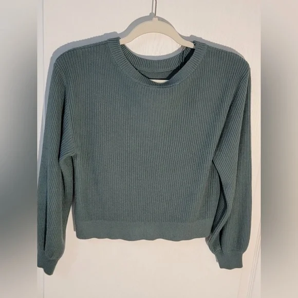 Lululemon Reversible Crossover Sweater•Knit Merino Wool•Medium Forest Green•Sz 4 - Picture 9 of 16